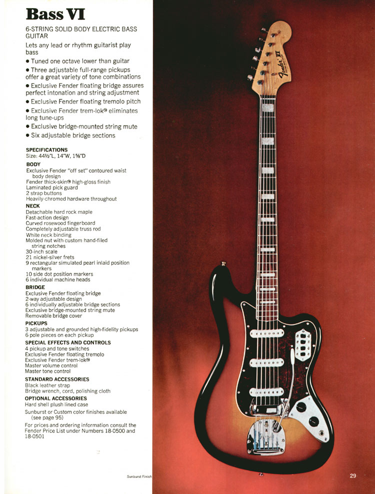 Fender Bass VI - 1970 Fender catalog, page 29