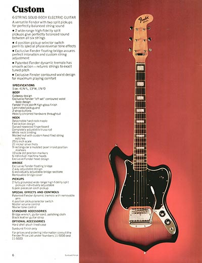 1970 Fender guitar, bass and amp catalog page 6 - Fender Custom