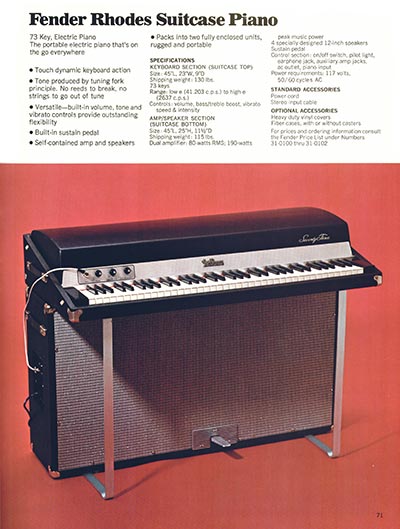 1970 Fender guitar, bass and amp catalog page 71 - Fender Reverb Unit and Fender Blender