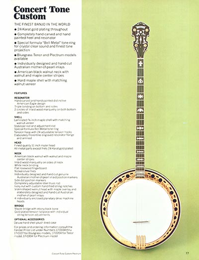 1970 Fender guitar, bass and amp catalog page 77 - Fender Concert Tone Custom