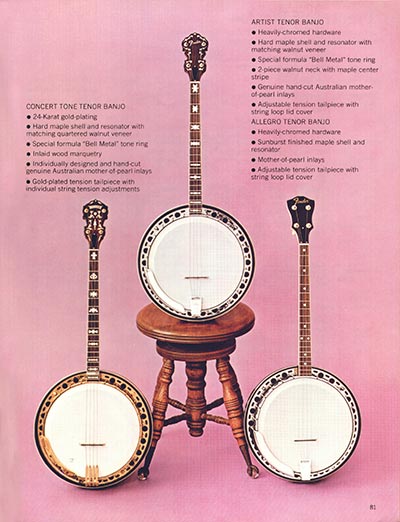 1970 Fender guitar, bass and amp catalog page 81 - Fender Tenor banjos