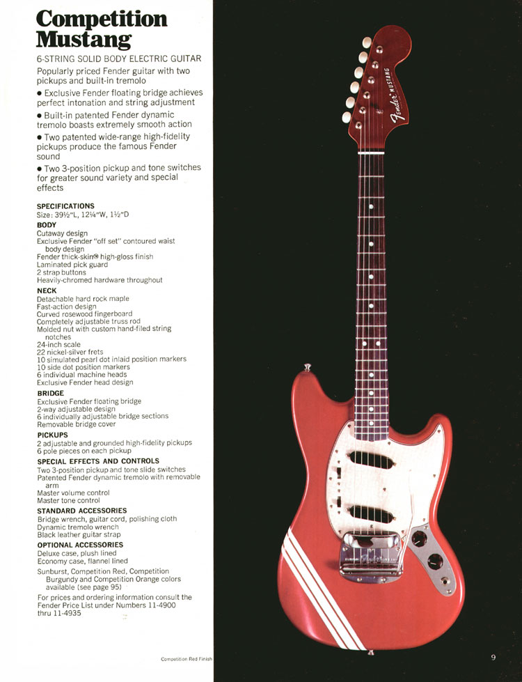 Fender Competition Mustang - 1970 Fender catalog, page 9