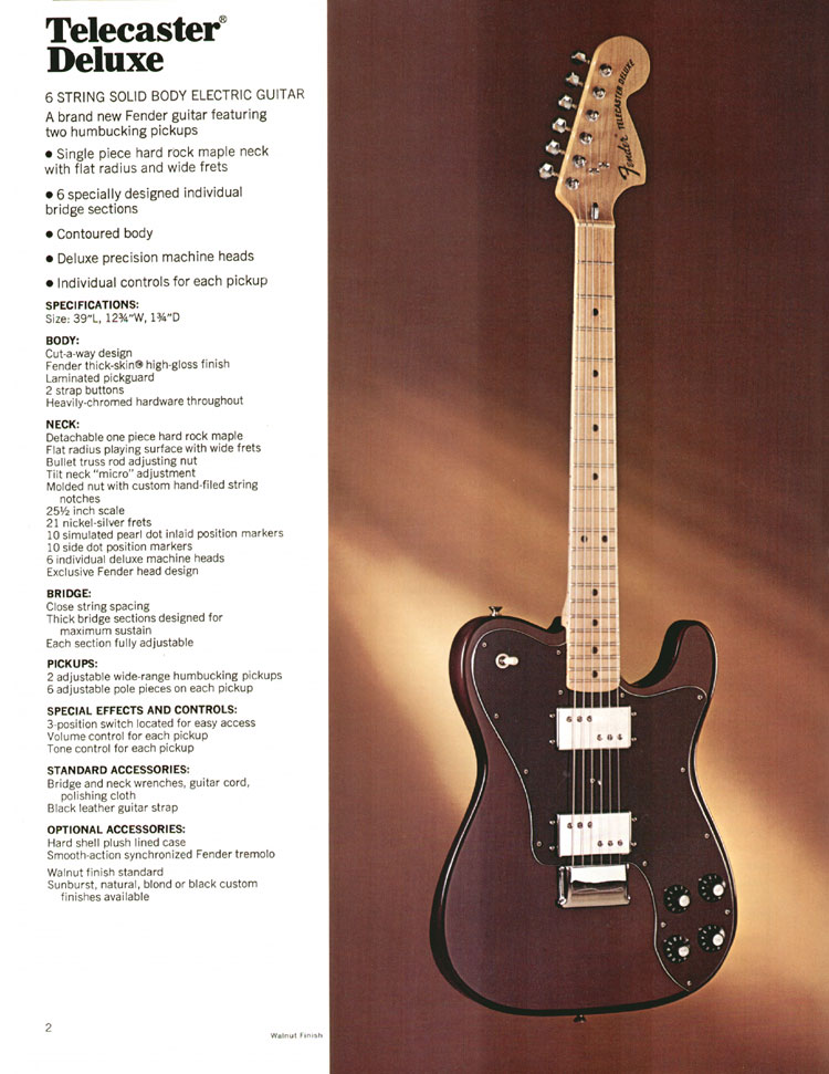 1972 Fender guitar and bass catalog page 4: Fender Telecaster Deluxe