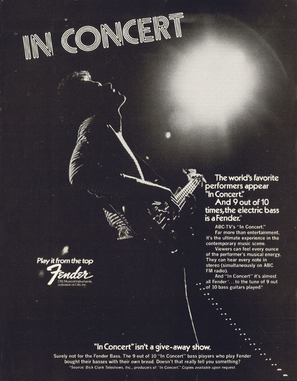 Fender advertisement (1974) In Concert