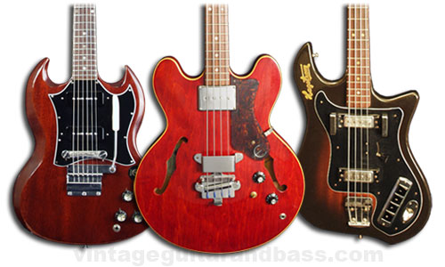 Gibson SG Special, Epiphone Rivoli bass, Hagstrom Coronado Bass