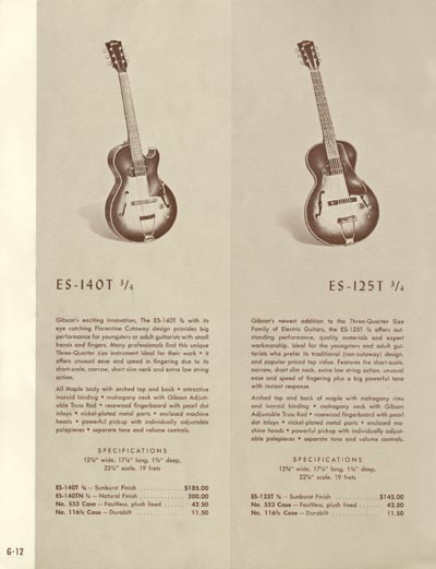 1958 Gibson electric guitars and amplifiers catalog page 12