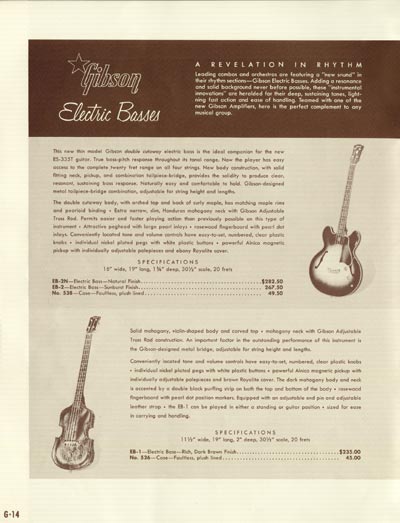 1958 Gibson electric guitars and amplifiers catalog page 14