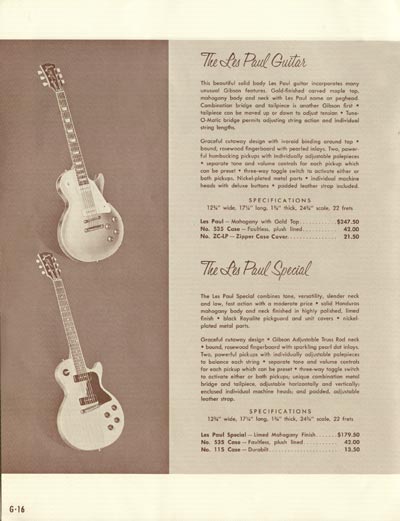 1958 Gibson electric guitars and amplifiers catalog page 16