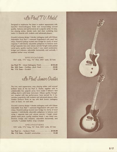 1958 Gibson electric guitars and amplifiers catalog page 17