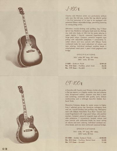1958 Gibson electric guitars and amplifiers catalog page 18
