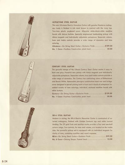 1958 Gibson electric guitars and amplifiers catalog page 24