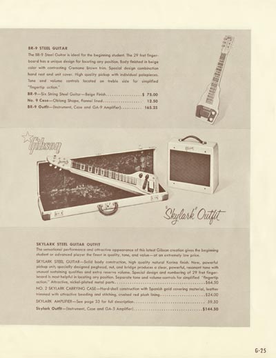 1958 Gibson electric guitars and amplifiers catalog page 25
