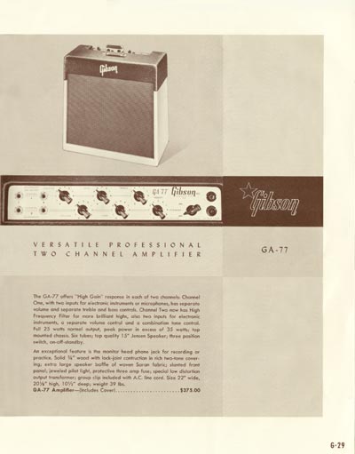 1958 Gibson electric guitars and amplifiers catalog page 29