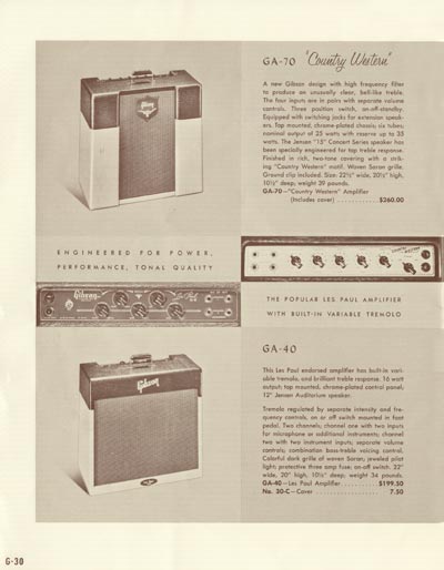 1958 Gibson electric guitars and amplifiers catalog page 30