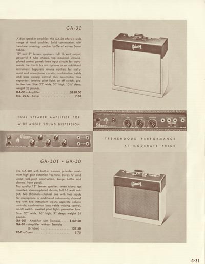1958 Gibson electric guitars and amplifiers catalog page 31
