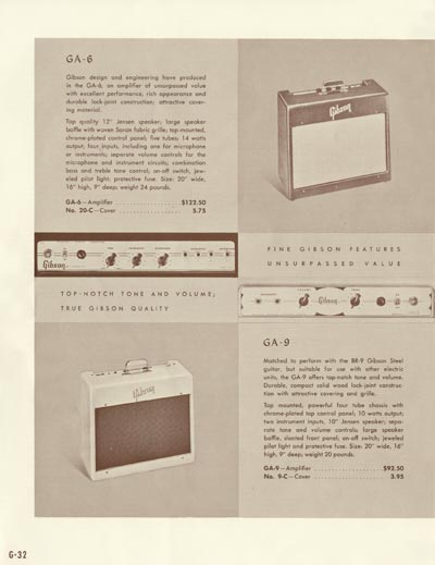 1958 Gibson electric guitars and amplifiers catalog page 32
