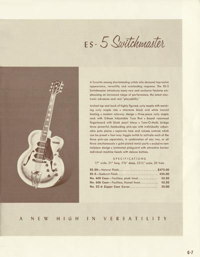 1958 Gibson electric guitars and amplifiers catalog page 7