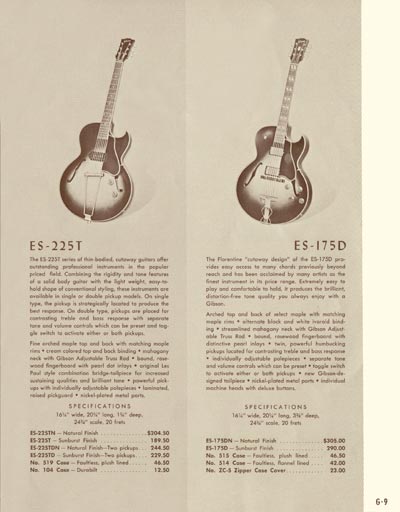 1958 Gibson electric guitars and amplifiers catalog page 9