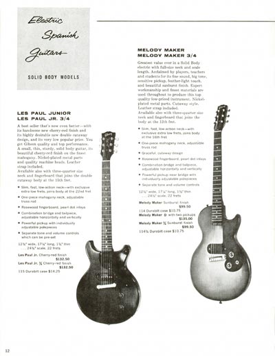 1960 Gibson electric guitars and amplifiers catalog page 12