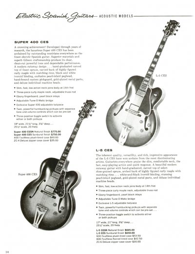 1960 Gibson electric guitars and amplifiers catalog page 14