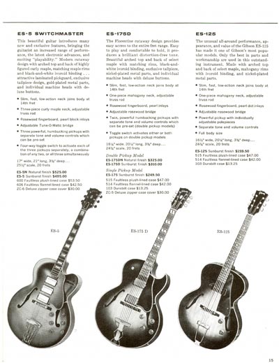 1960 Gibson electric guitars and amplifiers catalog page 15