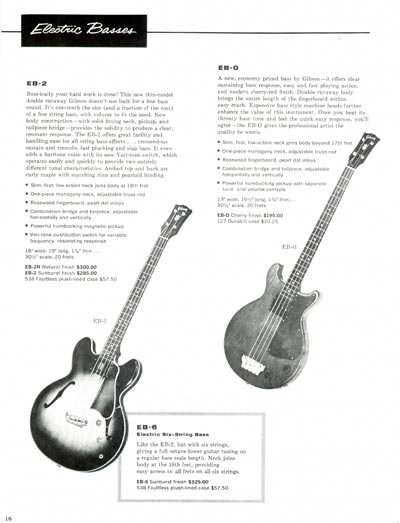1960 Gibson electric guitars and amplifiers catalog page 16