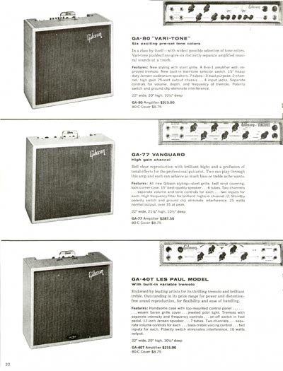 1960 Gibson electric guitars and amplifiers catalog page 22