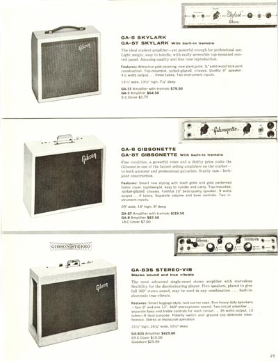 1960 Gibson electric guitars and amplifiers catalog page 25