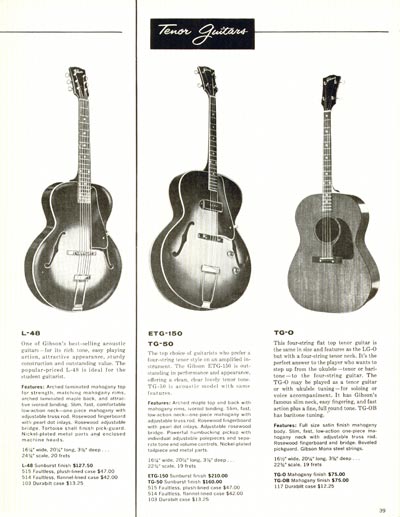 1960 Gibson electric guitars and amplifiers catalog page 39