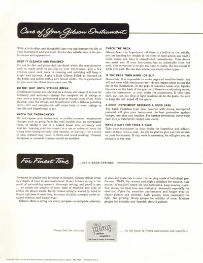 1960 Gibson electric guitars and amplifiers catalog page 43