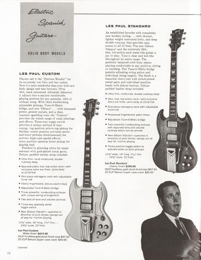 1962 Gibson electric guitars and amplifiers catalog page 10