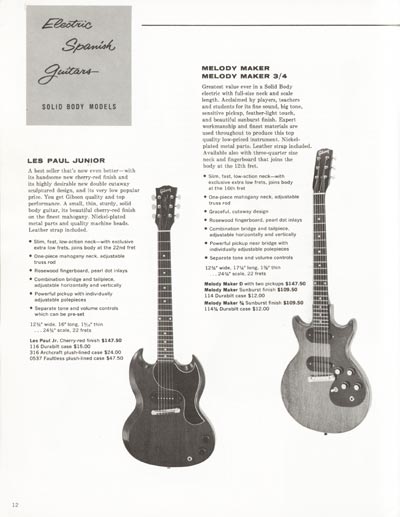 1962 Gibson electric guitars and amplifiers catalog page 12