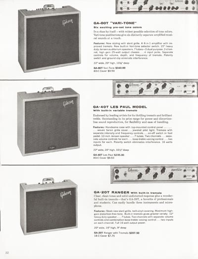 1962 Gibson electric guitars and amplifiers catalog page 22