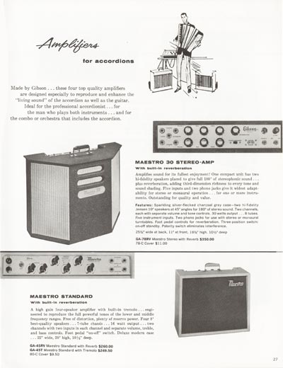 1962 Gibson electric guitars and amplifiers catalog page 272
