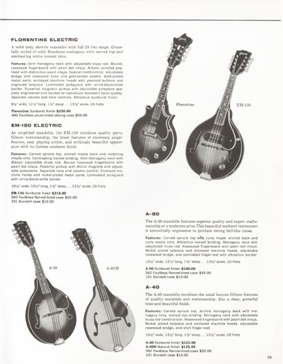 1962 Gibson electric guitars and amplifiers catalog page 45