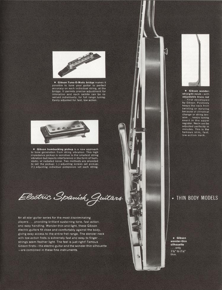 1962 Gibson electric guitars and amplifiers catalog, page 5: Electric Spanish thin body