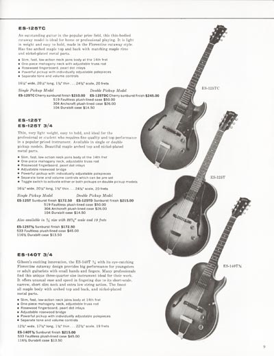 1962 Gibson electric guitars and amplifiers catalog page 9