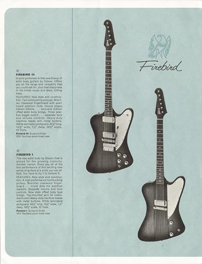 1964 Gibson electric guitars catalog page 10 - Gibson Firebird I and Firebird III