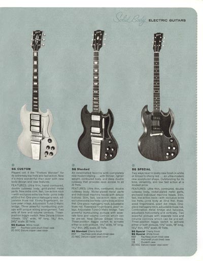 1964 Gibson electric guitars catalog page 11 - Gibson SG Custom, Standard and Special