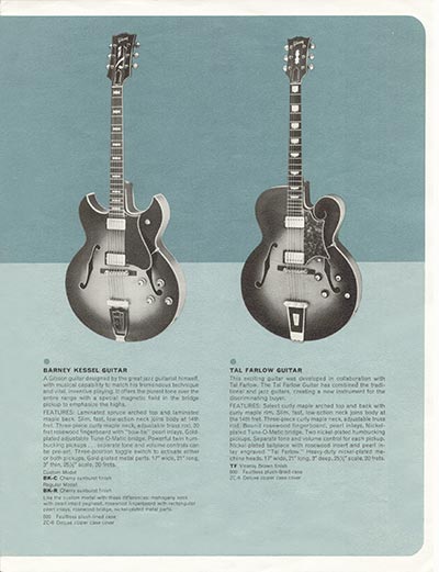 1964 Gibson electric guitars catalog page 3 - Gibson Barney Kessel and Tal Farlow