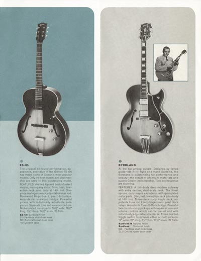 1964 Gibson electric guitars catalog page 5 - Gibson ES125 and Byrdland