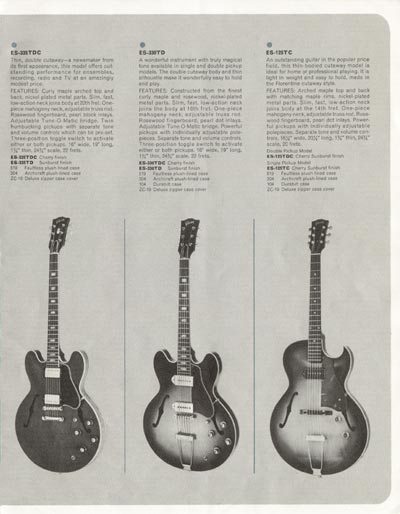 1964 Gibson electric guitars catalog page 7 - Gibson ES335TD, ES330TD, ES125TC and ES125TDC