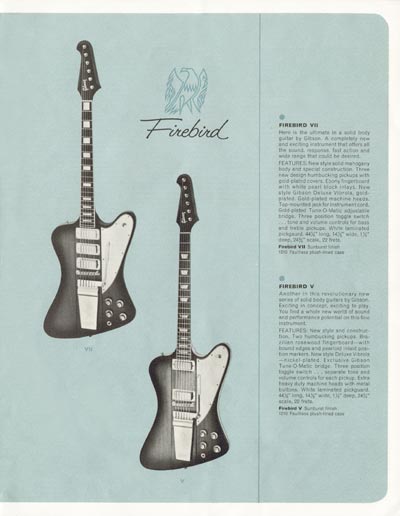1964 Gibson electric guitars catalog page 9 - Gibson Firebird VII and Firebird V
