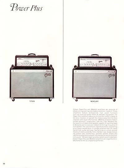 1966 Gibson Guitars & Amplifiers catalog, page 20 - Gibson Titan and Mercury amplifiers