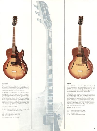 1966 Gibson Guitars & Amplifiers catalog, page 5 - ES-125CD and ES-125