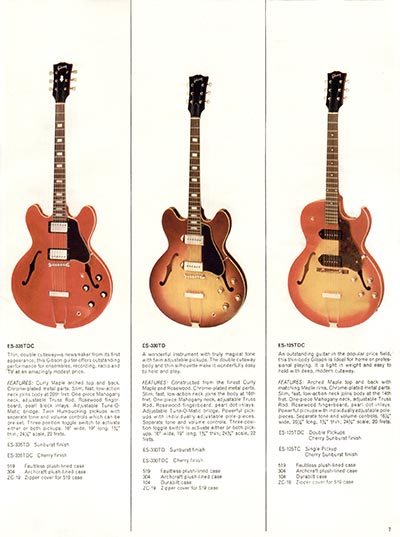 1966 Gibson Guitars & Amplifiers catalog, page 7 - Gibson ES-335TD, ES-330TD and ES-125TDC