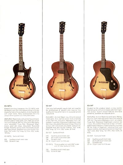 1966 Gibson Guitars & Amplifiers catalog, page 8 - Gibson ES140T, ES-125T and ES-120T