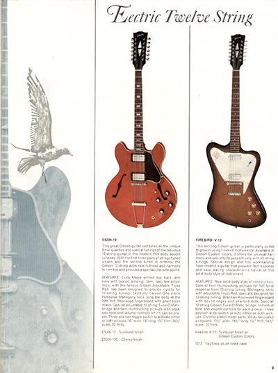 1966 Gibson Guitars & Amplifiers catalog, page 9 - Gibson ES-33512 and Firebird V-12