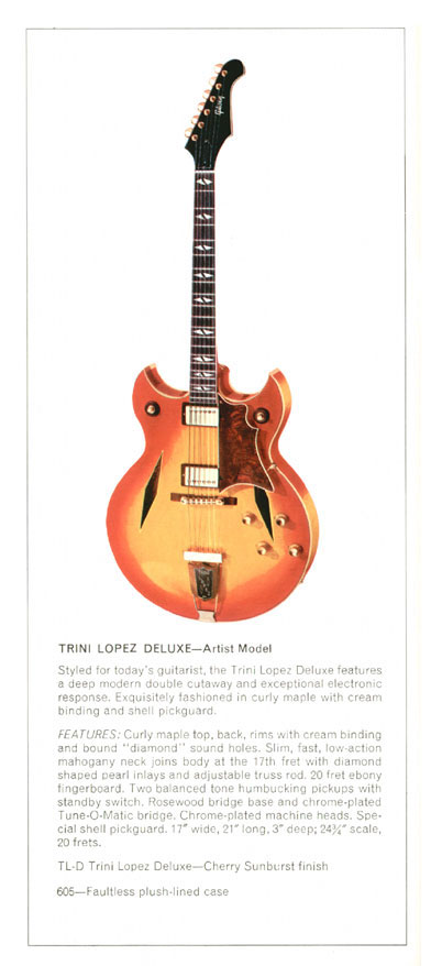 1970 Gibson Electric Acoustics catalog page 4 - Gibson Trini Lopez Deluxe