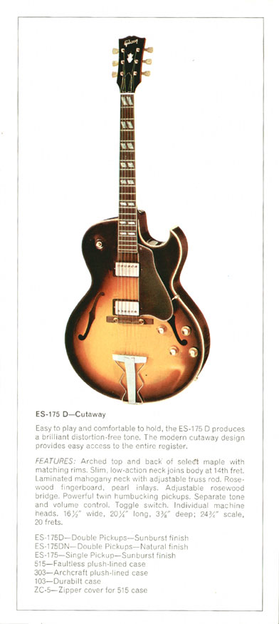 1970 Gibson Electric Acoustics catalog page 9 - Gibson ES-175D